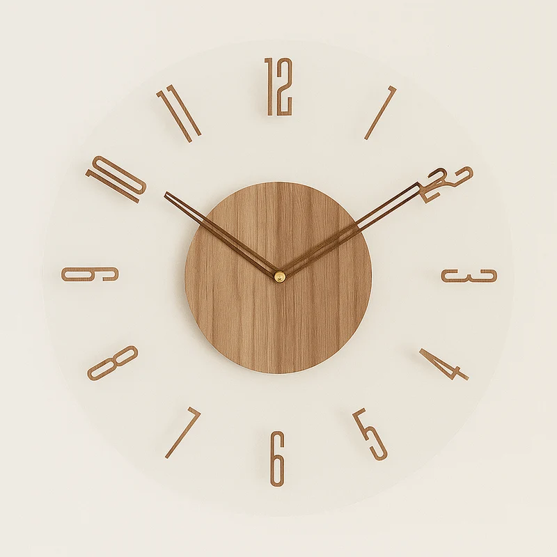 Scandinavische Wandklok Hout 35cm Stil Uurwerk Minimalistisch Design Woonkamer Slaapkamer Kantoor | Sansoti