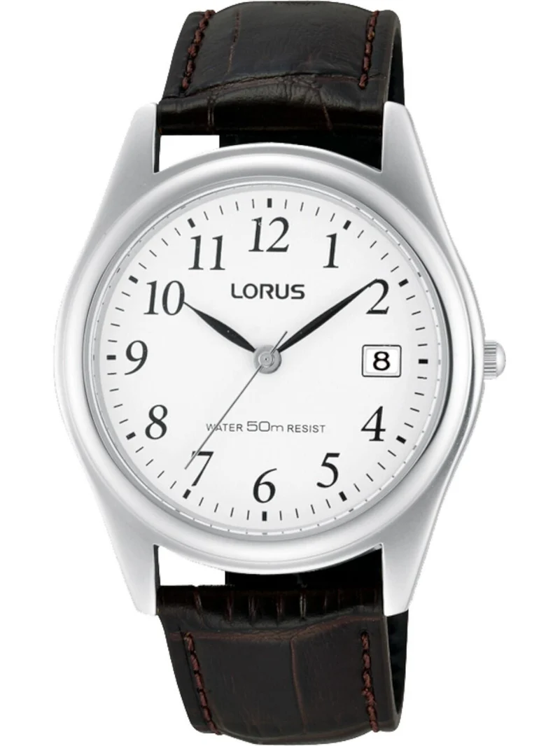 Lorus Dress RS965BX9 Herren Armbanduhr • Weißes Zifferblatt • Braunes Lederband
