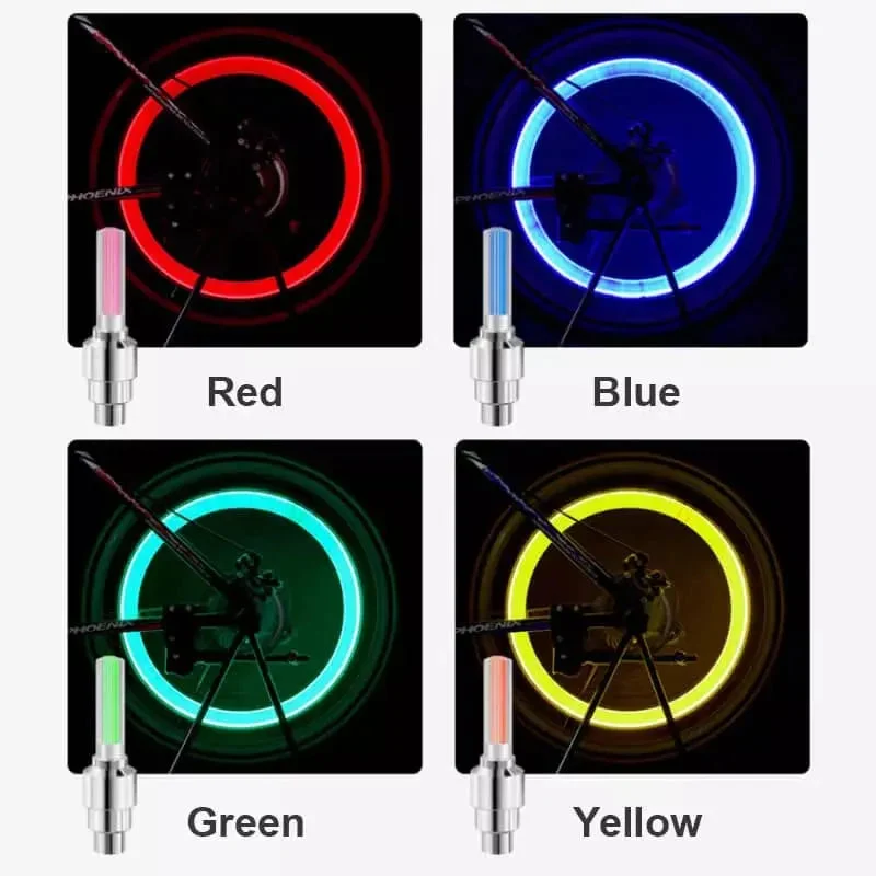 LED Ventieldopjes Fiets Bewegingssensor Blauw Rood Groen Geel Veiligheid Verlichting Nacht Fietsen Wielverlichting | Sansoti
