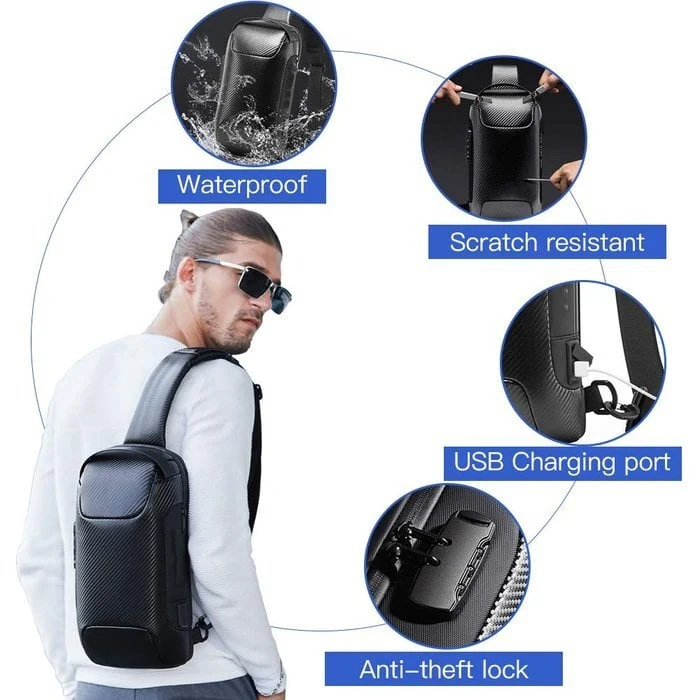 Crossbody Schoudertas met USB Oplaadpoort en Cijferslot Waterafstotend voor Reizen Werk en Dagelijks Gebruik | Sansoti
