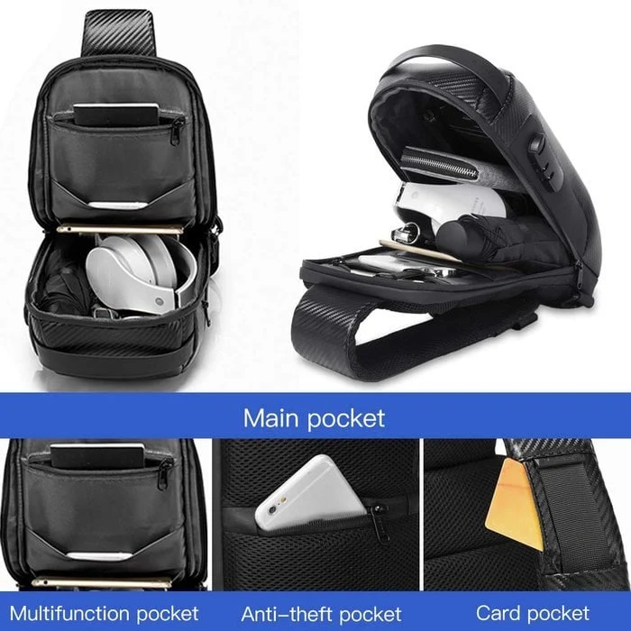 Crossbody Schoudertas met USB Oplaadpoort en Cijferslot Waterafstotend voor Reizen Werk en Dagelijks Gebruik | Sansoti