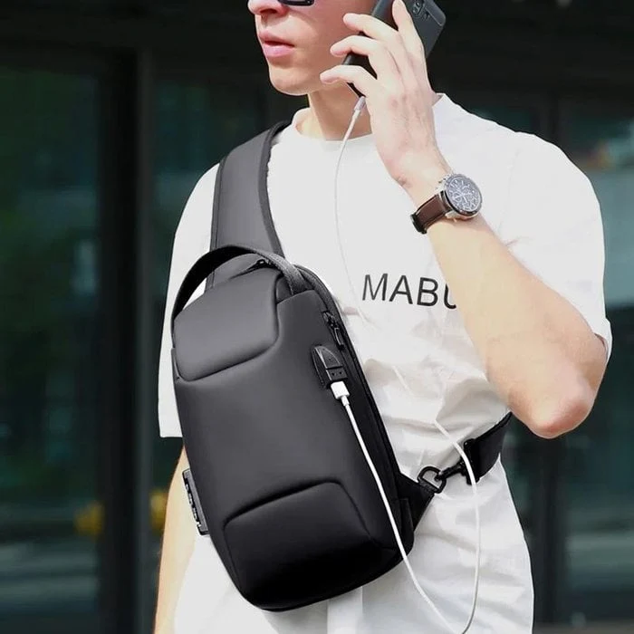 Crossbody Schoudertas met USB Oplaadpoort en Cijferslot Waterafstotend voor Reizen Werk en Dagelijks Gebruik | Sansoti