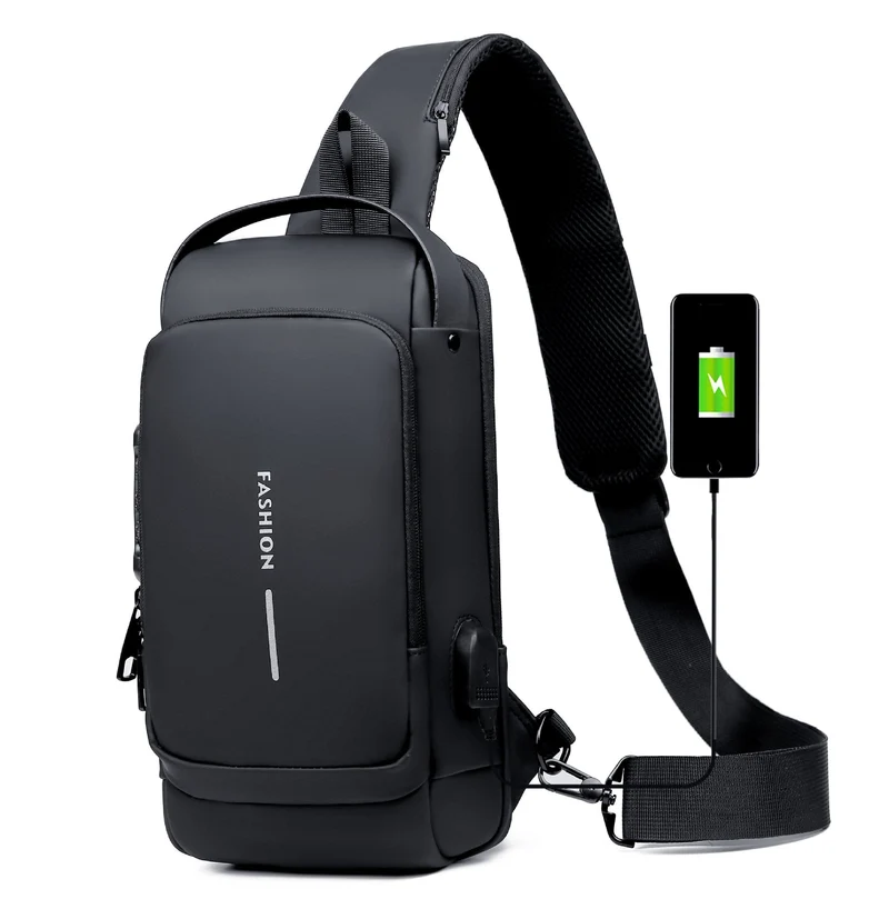 Crossbody Schoudertas met USB Oplaadpoort en Cijferslot Waterafstotend voor Reizen Werk en Dagelijks Gebruik | Sansoti