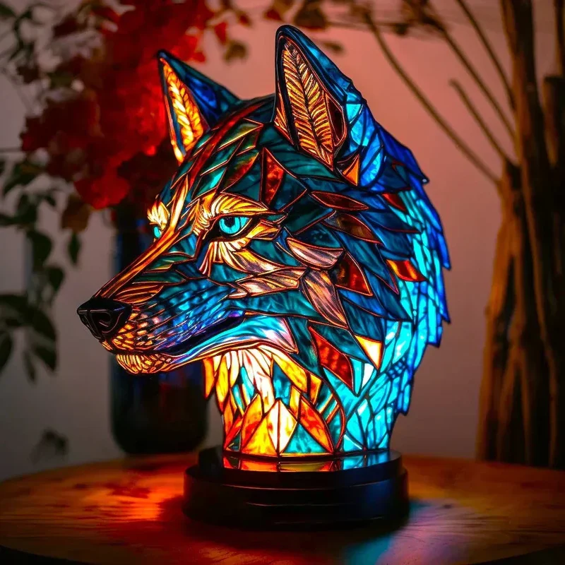 Glas-in-lood Dierenlamp Meerkleurig 30cm Tafelverlichting Decoratief Woonkamer Slaapkamer Nachtlampje | Sansoti
