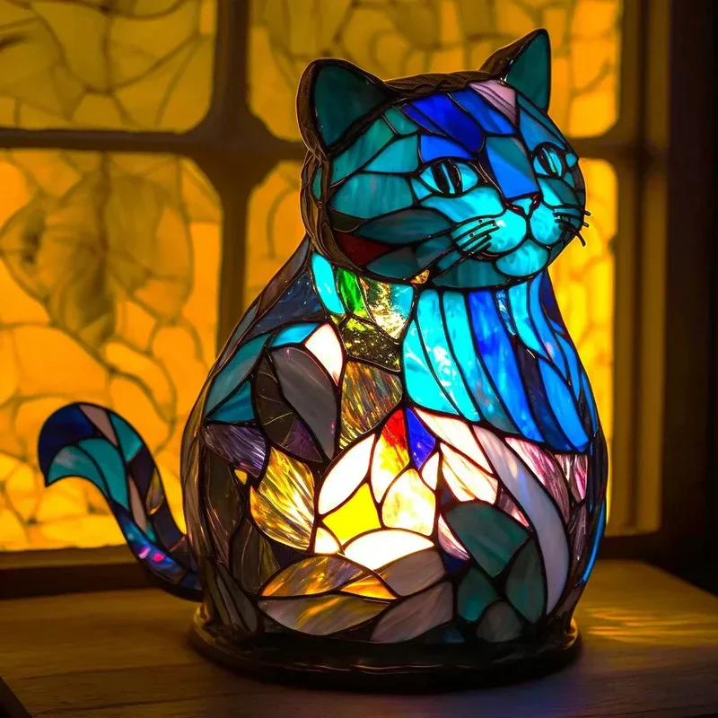 Glas-in-lood Dierenlamp Meerkleurig 30cm Tafelverlichting Decoratief Woonkamer Slaapkamer Nachtlampje | Sansoti