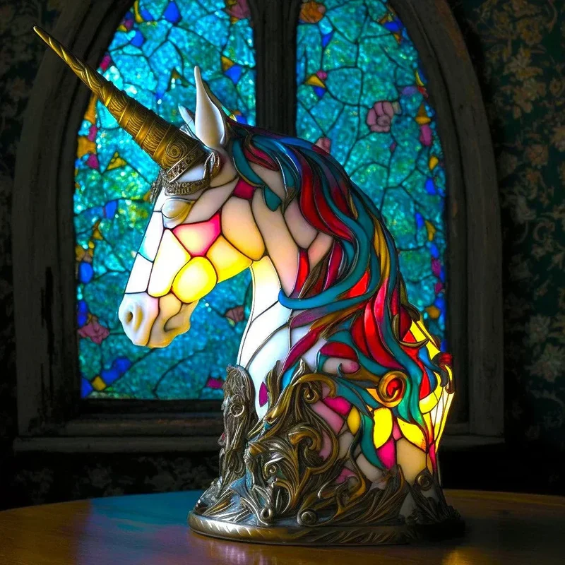 Glas-in-lood Dierenlamp Meerkleurig 30cm Tafelverlichting Decoratief Woonkamer Slaapkamer Nachtlampje | Sansoti
