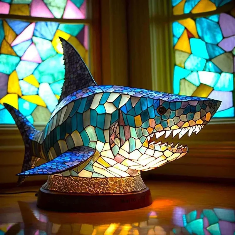 Glas-in-lood Dierenlamp Meerkleurig 30cm Tafelverlichting Decoratief Woonkamer Slaapkamer Nachtlampje | Sansoti