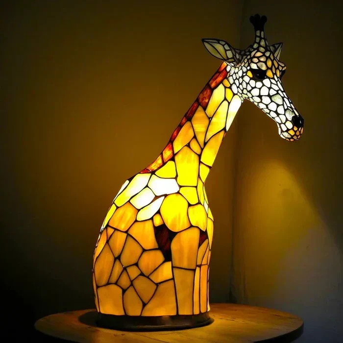 Glas-in-lood Dierenlamp Meerkleurig 30cm Tafelverlichting Decoratief Woonkamer Slaapkamer Nachtlampje | Sansoti