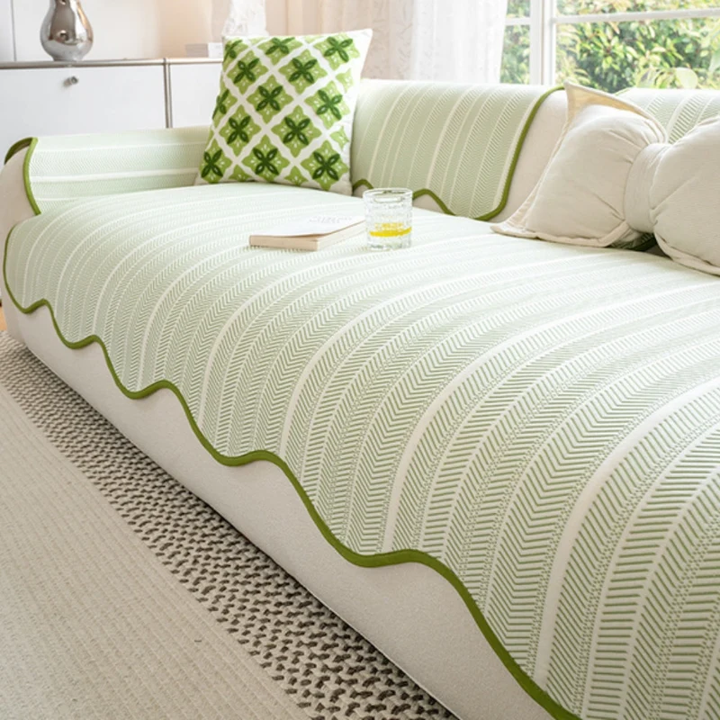 Herringbone Bankhoes met Golfrand Visgraat Microvezel Meubelbeschermer Zitdecoratie Bankovertrek Woonkamer | Sansoti