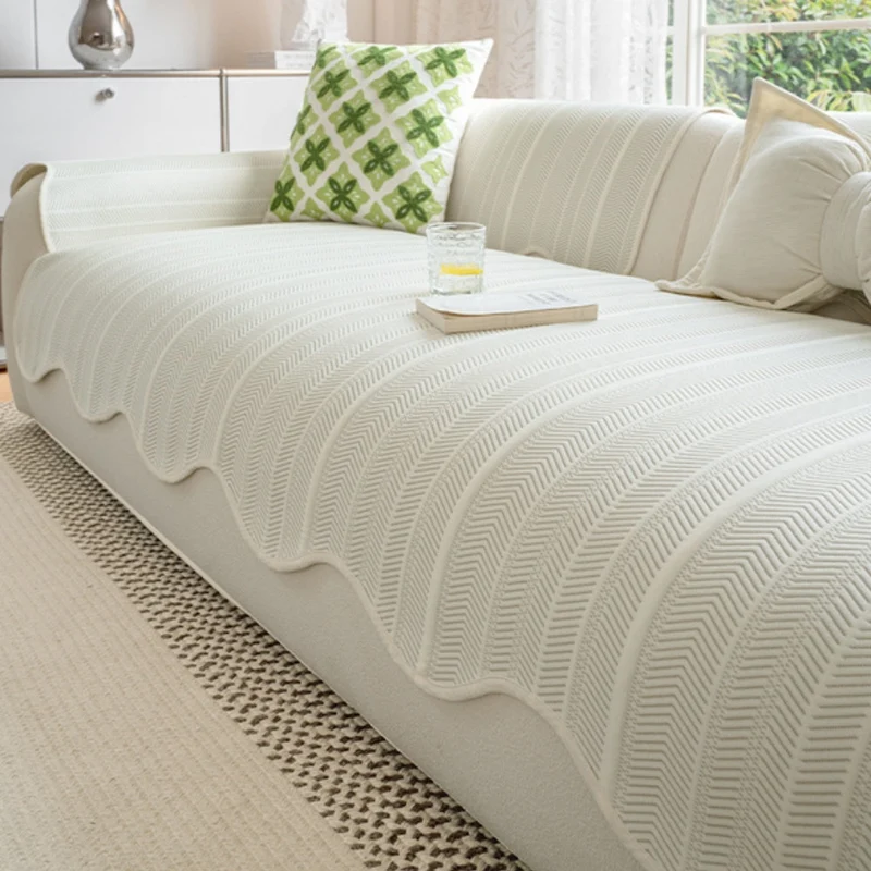 Herringbone Bankhoes met Golfrand Visgraat Microvezel Meubelbeschermer Zitdecoratie Bankovertrek Woonkamer | Sansoti