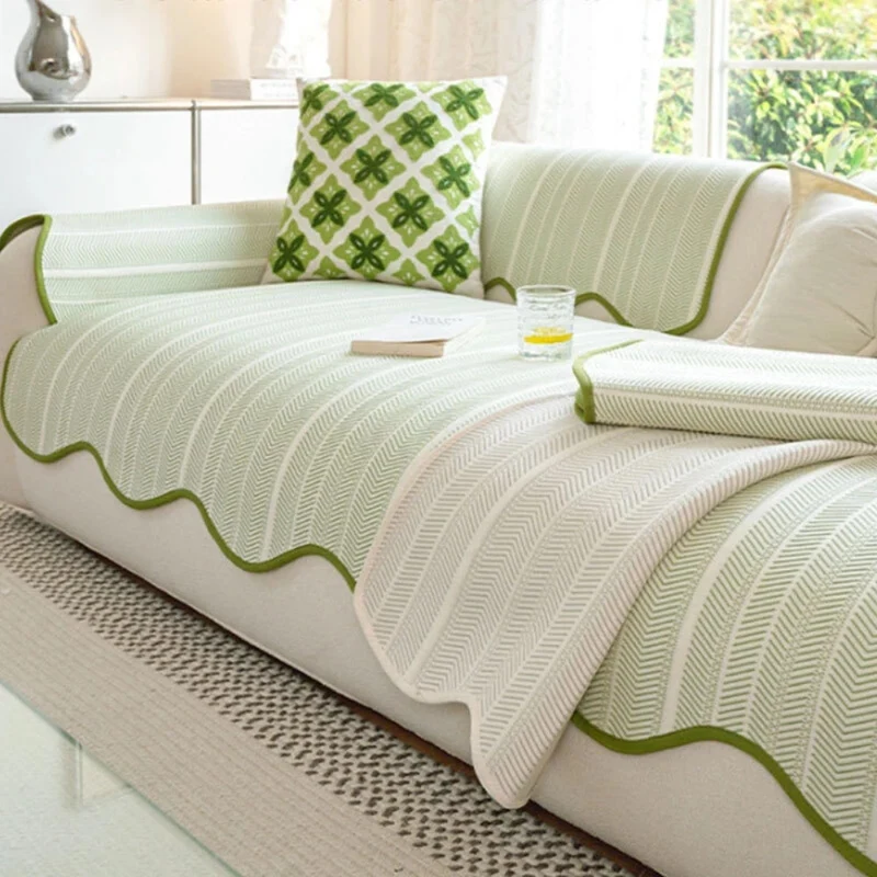 Herringbone Bankhoes met Golfrand Visgraat Microvezel Meubelbeschermer Zitdecoratie Bankovertrek Woonkamer | Sansoti
