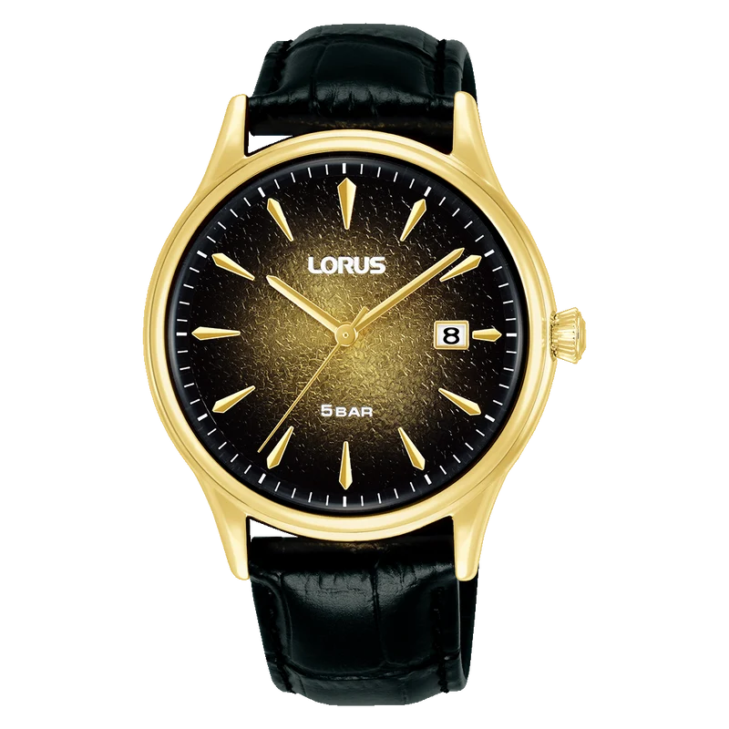 Lorus Classic RS902EX9 Herrenuhr Champagner • Mineralglas • Lederarmband