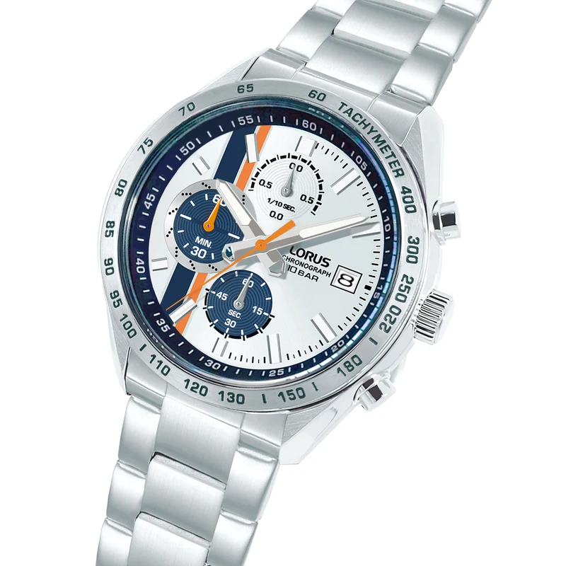 Lorus Sports RM399JX9 Herren Armbanduhr Silber • Chronograph • Mineralglas