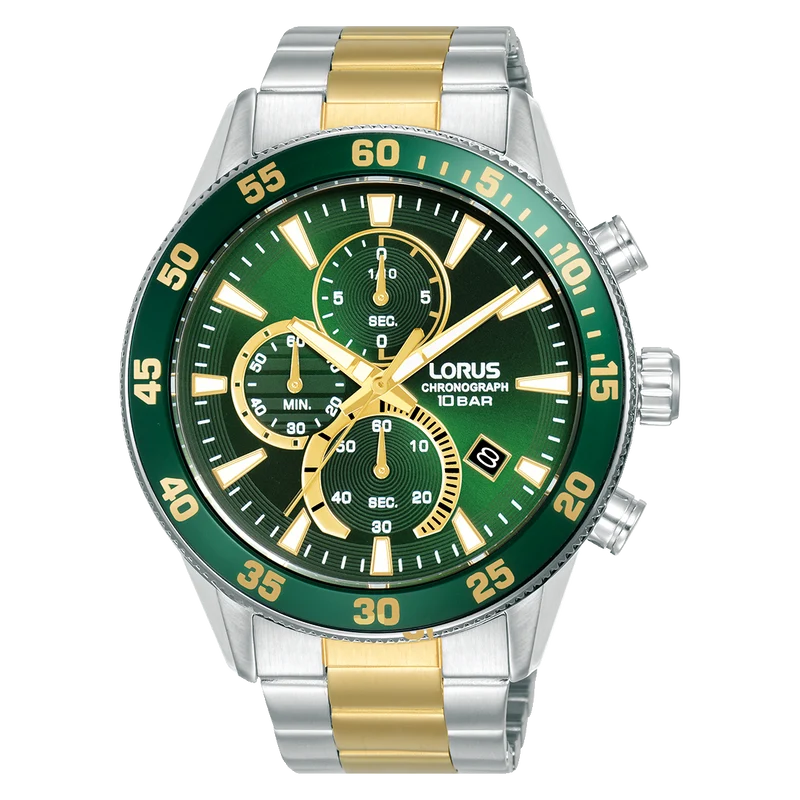 Lorus Sport RM327JX9 Herren Armbanduhr • Chronograph • Dunkelgrünes Zifferblatt