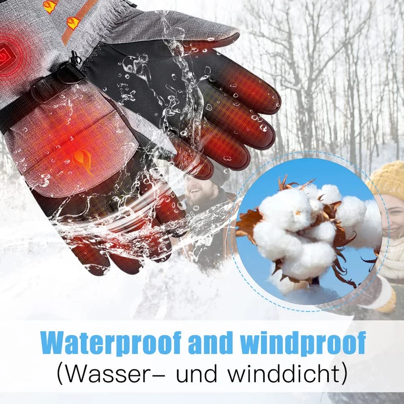 Verwarmde Handschoenen met Touchscreen Functie 3 Warmtestanden Waterdicht voor Wintersport Skiën Snowboarden | Sansoti