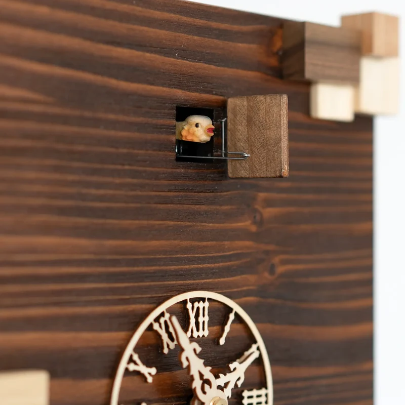 Rombach & Haas KUBUS CUBK3-10 Wanduhr Braun/Natur • Mechanisches 8-Tage-Werk • Handgeschnitzter Holz-Kuckuck