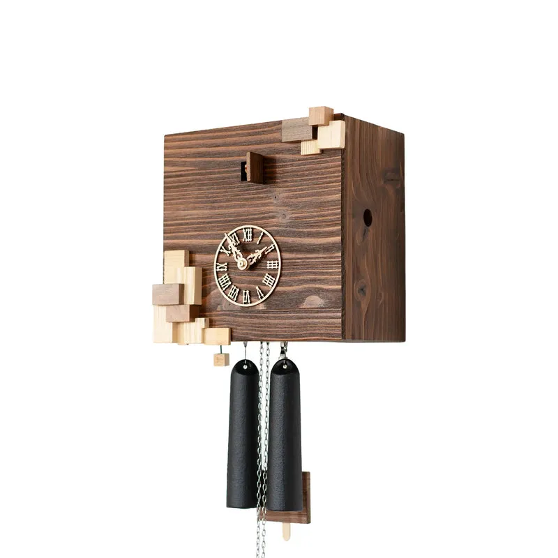 Rombach & Haas KUBUS CUBK3-10 Wanduhr Braun/Natur • Mechanisches 8-Tage-Werk • Handgeschnitzter Holz-Kuckuck