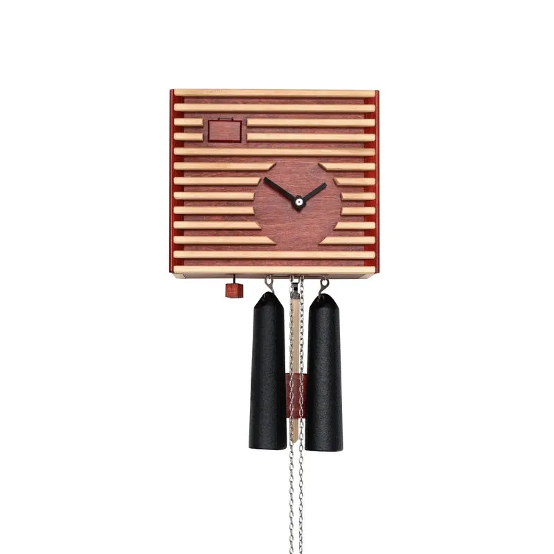 Rombach & Haas BAUHAUS CS34-3 Wanduhr Rot • Mechanisches 8-Tage-Werk • Originale Schwarzwälder Kuckucksuhr