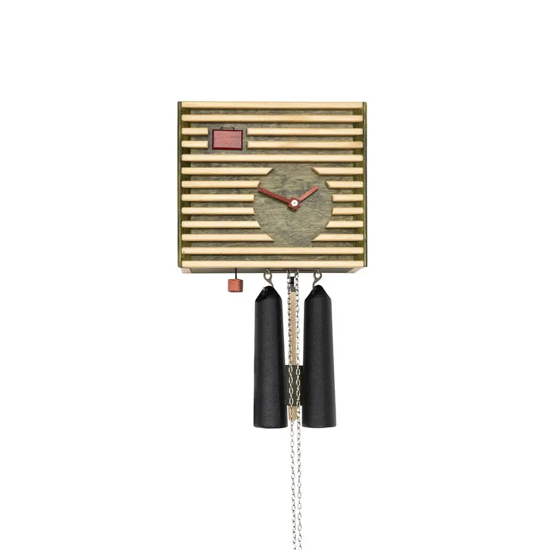 Rombach & Haas BAUHAUS CS34-4 Wanduhr Grün • Mechanisches 8-Tage-Werk • Handgeschnitzter Holz-Vogel