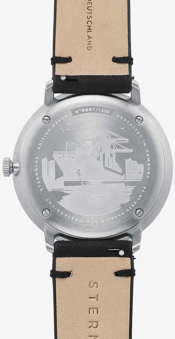 Sternglas Hamburg Edition Hafen S01-HHH16-VI15 Herrenuhr • Bauhaus-Design • Saphirglas