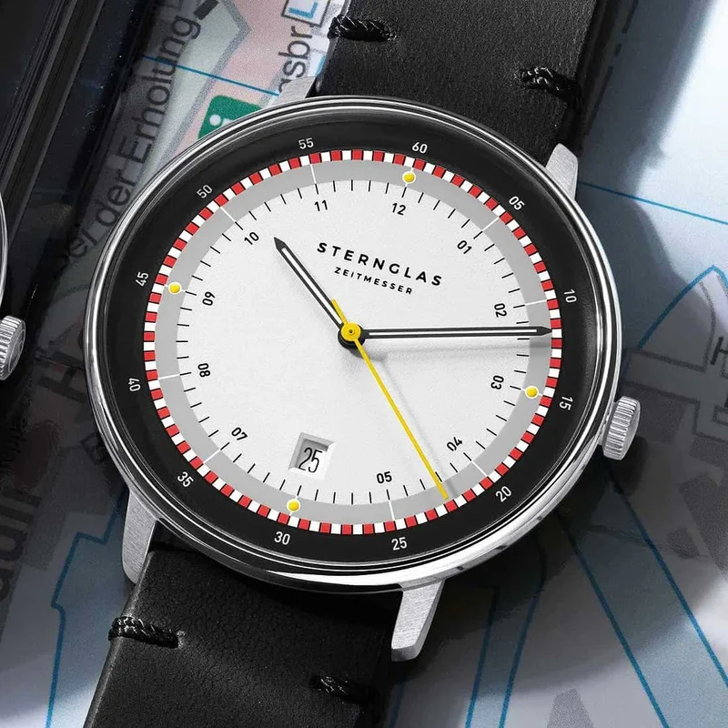 Sternglas Hamburg Edition Hafen S01-HHH16-VI15 Herrenuhr • Bauhaus-Design • Saphirglas