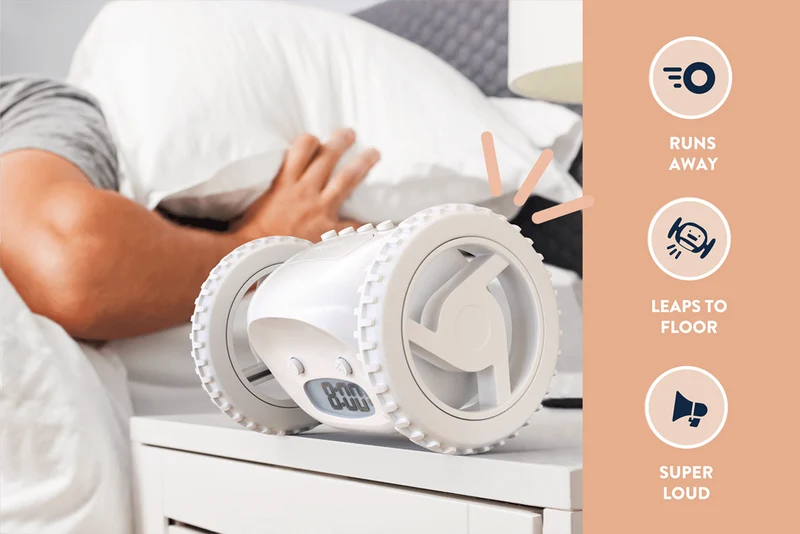 Clocky White - Wekker op wielen