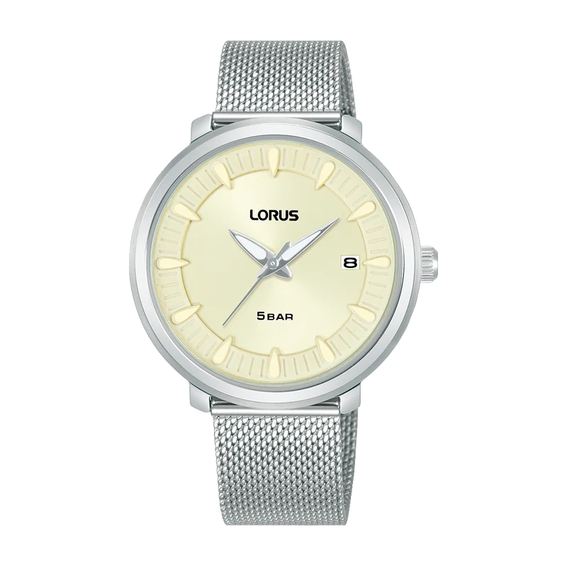 Lorus RG809DX9 Damenuhr Creme • Mineralglas • Edelstahl-Mesharmband