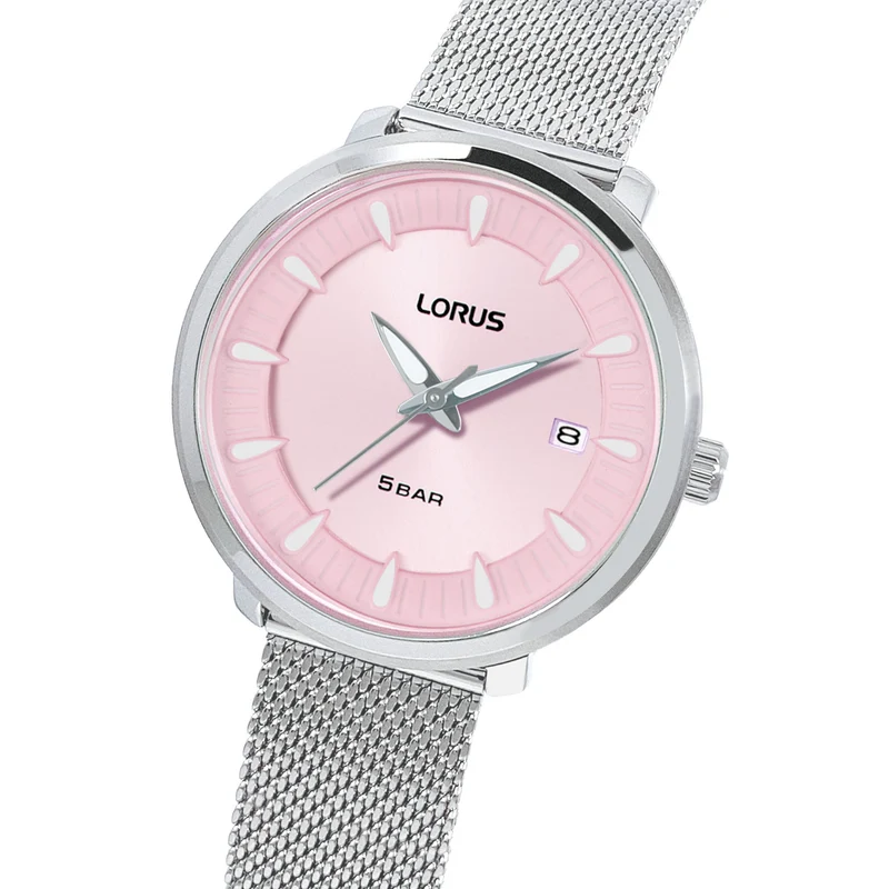 Lorus RG807DX9 Damenuhr Rosa • Mineralglas • Edelstahl-Mesharmband
