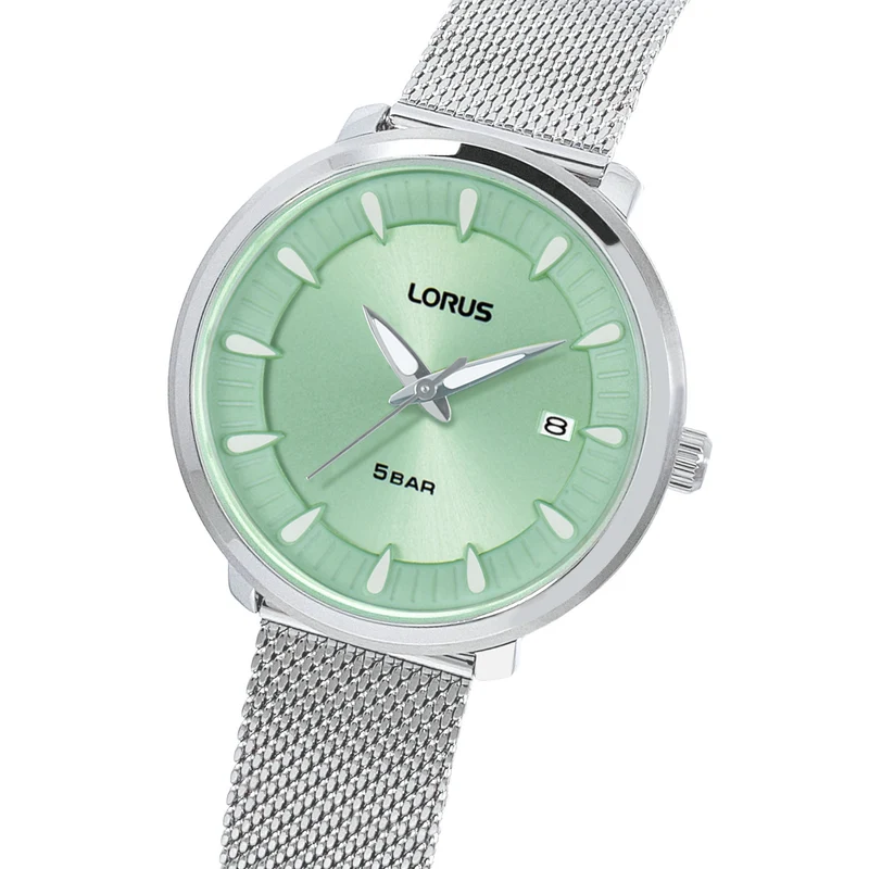 Lorus RG805DX9 Damenuhr Hellgrün • Mineralglas • Edelstahl-Mesharmband
