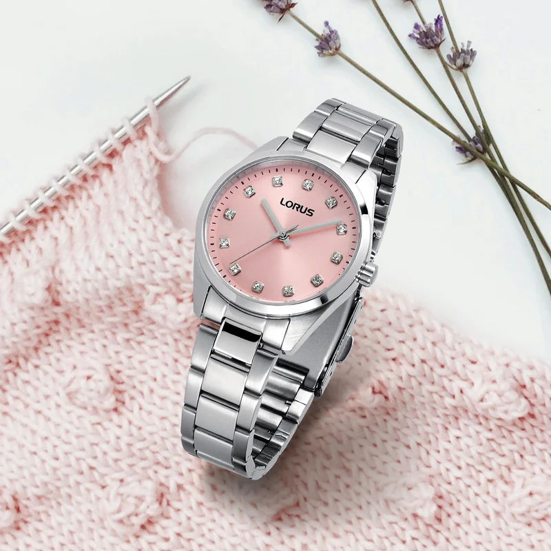 Lorus RG325XX9 Damenuhr Fashion Rosa • Mineralglas • Edelstahlarmband