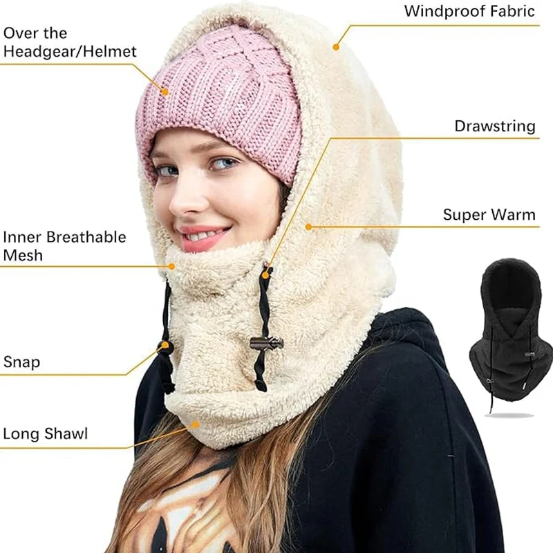 Fleece Balaclava Wintersportmuts Met Nekbescherming Verstelbaar Ademend Unisex Gezichtsmasker Outdoor | Sansoti