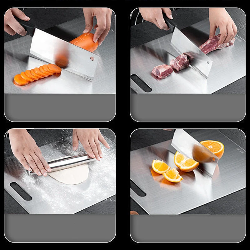 Dubbelzijdige Snijplank RVS 304 Antibacterieel Schimmelwerend Hygienisch Keukenplank Professioneel Koken | Sansoti