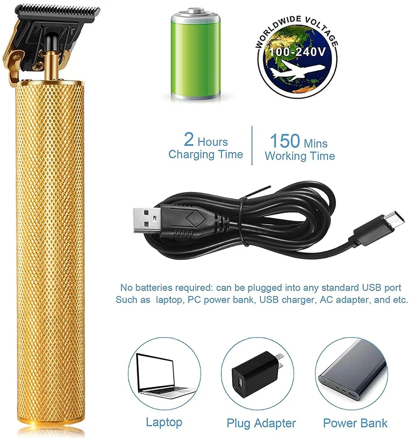 Professionele Oplaadbare Haartrimmer T-Mes Precisie Contouren Baard Haar Lithium Accu USB Oplaadbaar | Sansoti