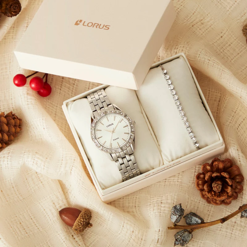 Lorus RG289XX9 Damenuhr Set mit Armband Silber • Mineralglas • Edelstahlarmband