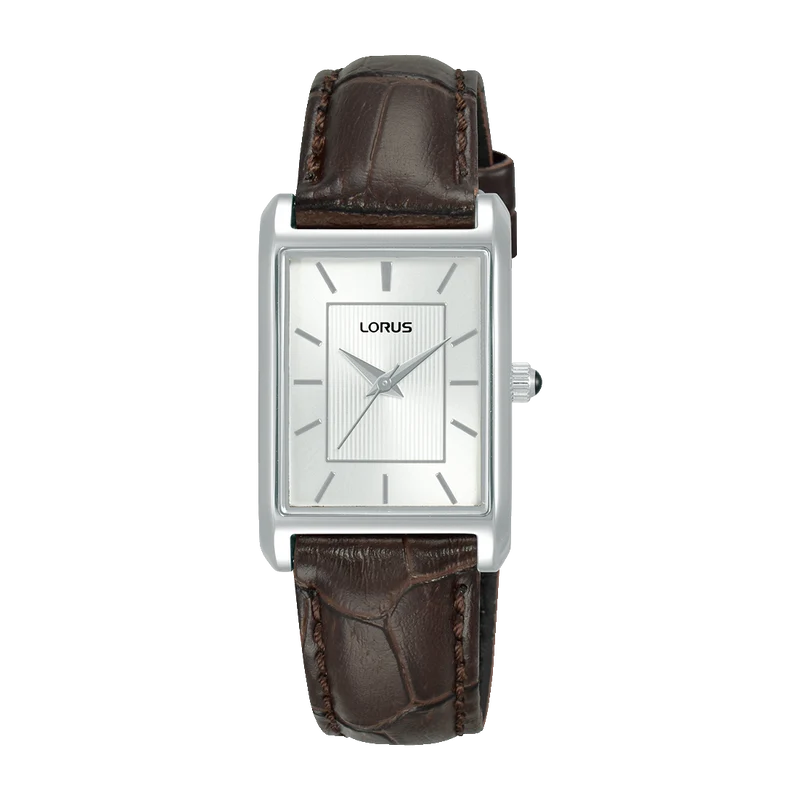 Lorus Classic RG289VX9 Damen Armbanduhr Weiß • Mineralglas • Dunkelbraunes Lederband