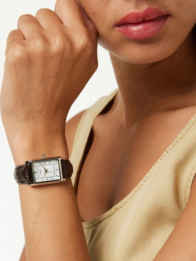 Lorus Classic RG289VX9 Damen Armbanduhr Weiß • Mineralglas • Dunkelbraunes Lederband