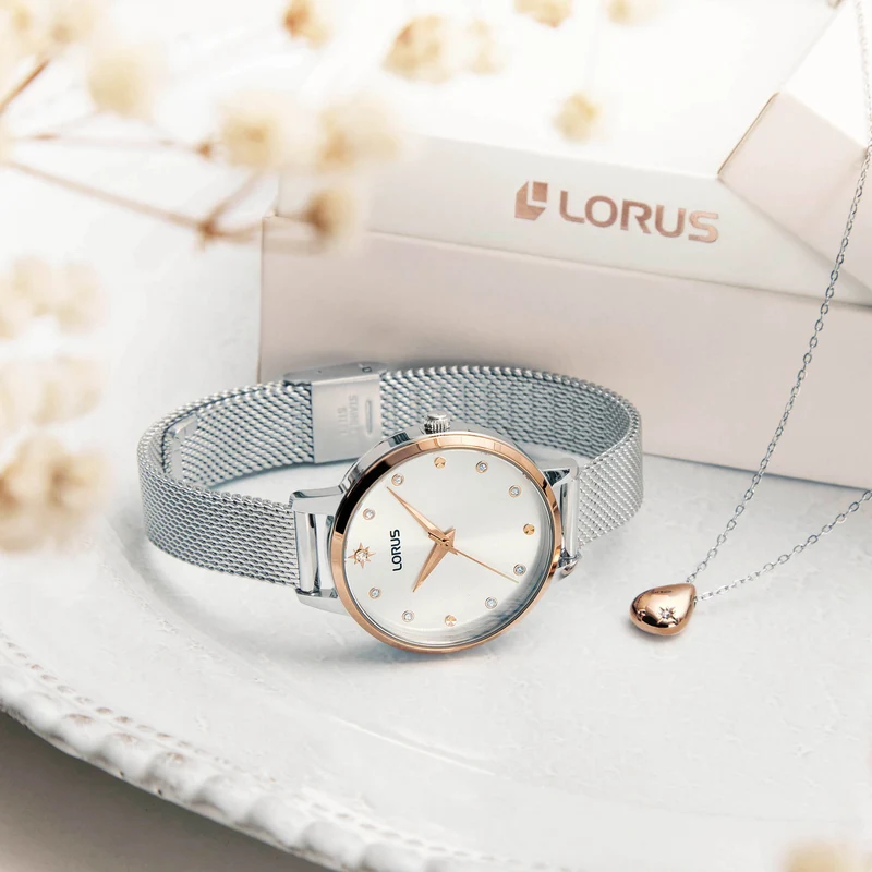 Lorus RG288XX9 Damenuhr Weiß • Mineralglas • Edelstahl-Mesharmband