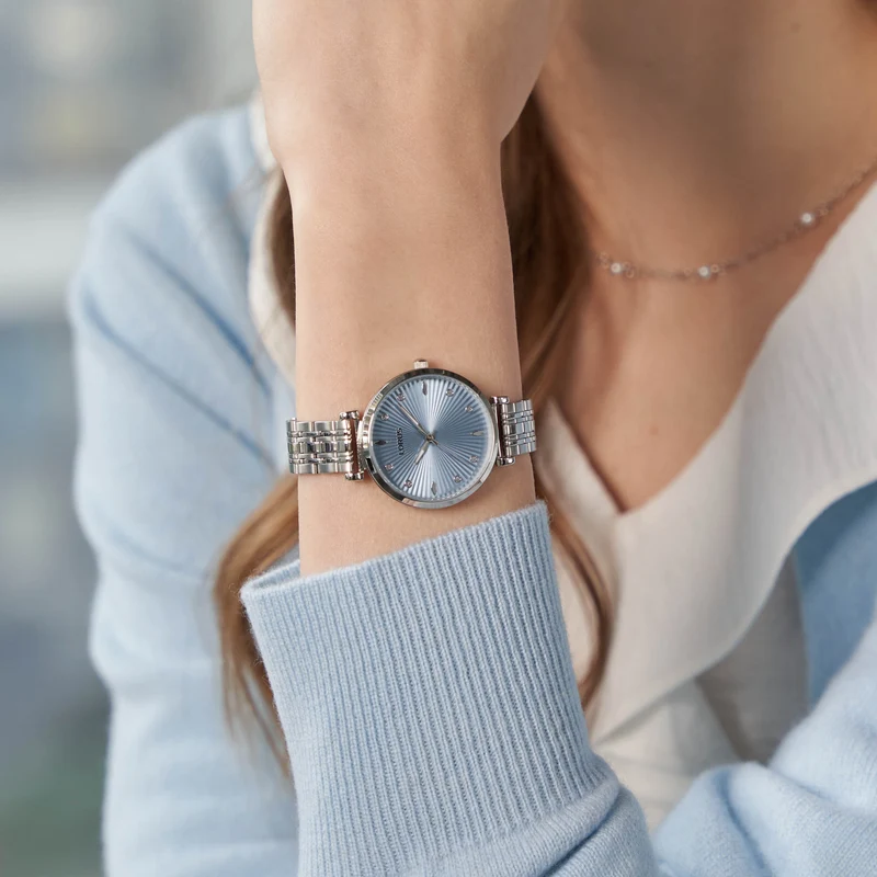 Lorus RG257XX9 Damenuhr Hellblau • Mineralglas • Geflochtenes Edelstahlarmband