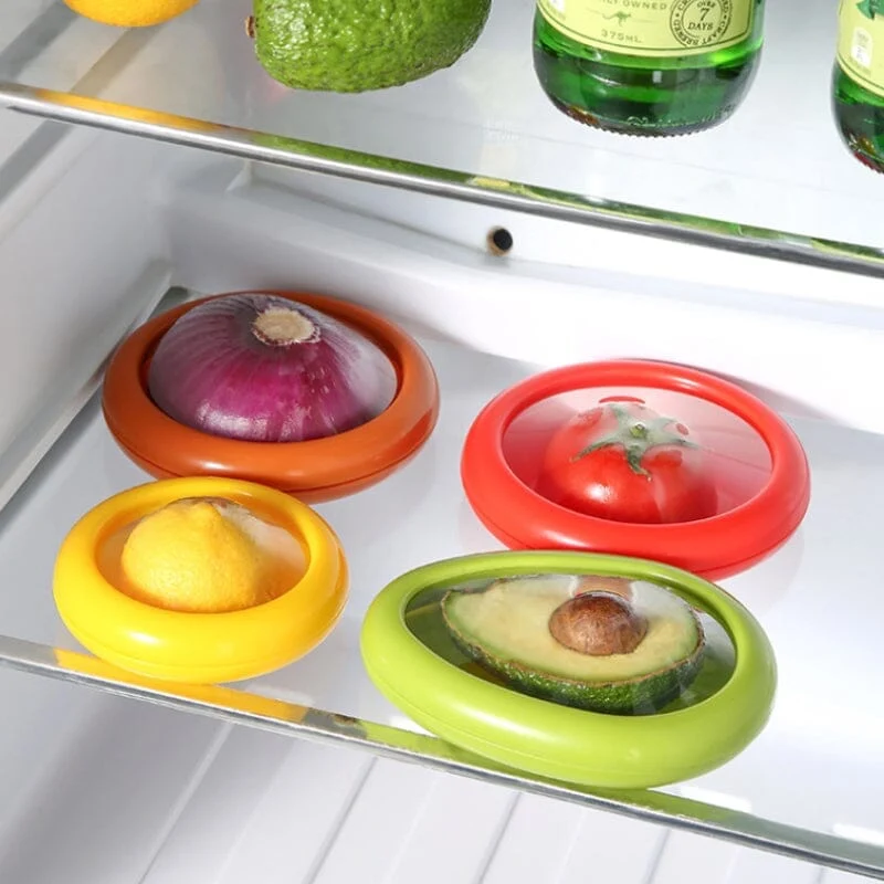 Herbruikbare Voedselbewaardozen met Folie Afsluiting Set 4 Stuks voor Verse Groente Fruit en Restjes Keuken | Sansoti