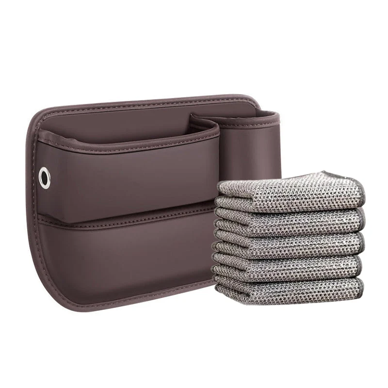Autostoel Organizer Leer - Opbergvak voor Tussen Stoelen - Zwart Beige Rood Bruin - Met Oplaadpoort en Bekerhouder | Sansoti