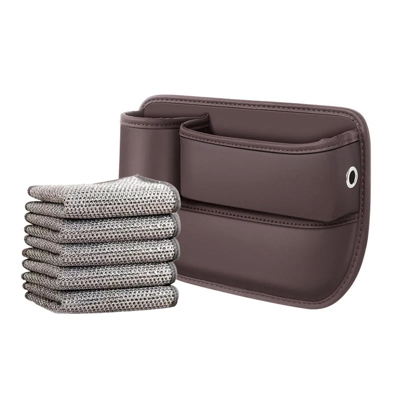 Autostoel Organizer Leer - Opbergvak voor Tussen Stoelen - Zwart Beige Rood Bruin - Met Oplaadpoort en Bekerhouder | Sansoti