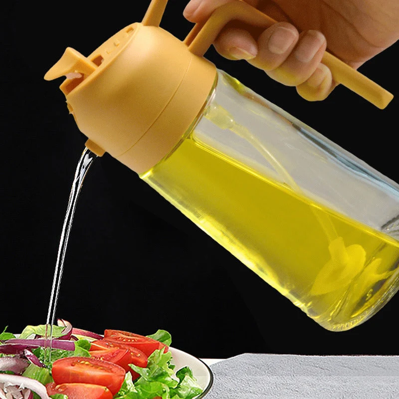 Glazen Olieverstuiver & Dispenser 2-in-1 Pomp Spray Fles voor Azijn Sojasaus Keuken Doseren 470ml Olie | Sansoti