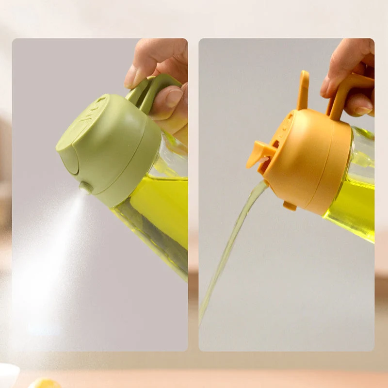 Glazen Olieverstuiver & Dispenser 2-in-1 Pomp Spray Fles voor Azijn Sojasaus Keuken Doseren 470ml Olie | Sansoti