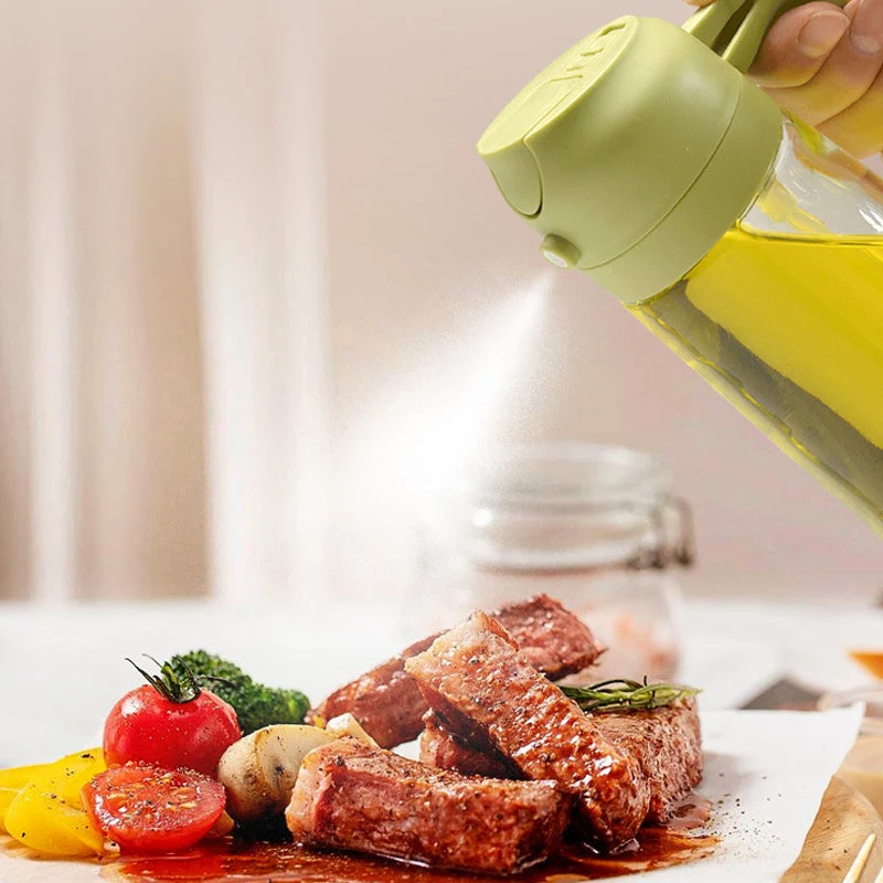 Glazen Olieverstuiver & Dispenser 2-in-1 Pomp Spray Fles voor Azijn Sojasaus Keuken Doseren 470ml Olie | Sansoti