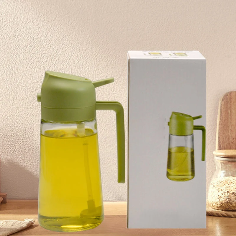 Glazen Olieverstuiver & Dispenser 2-in-1 Pomp Spray Fles voor Azijn Sojasaus Keuken Doseren 470ml Olie | Sansoti