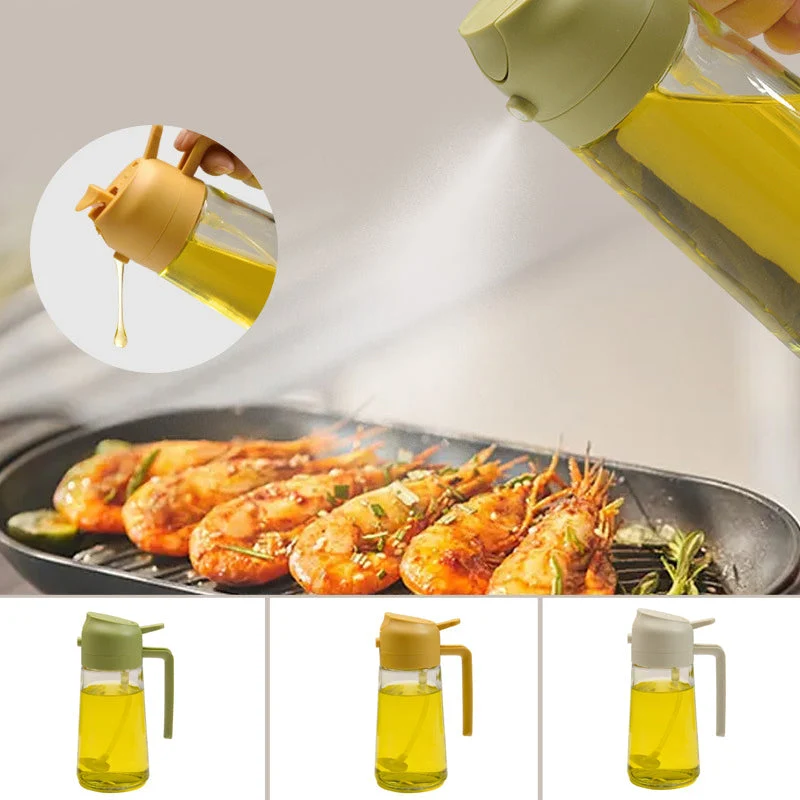 Glazen Olieverstuiver & Dispenser 2-in-1 Pomp Spray Fles voor Azijn Sojasaus Keuken Doseren 470ml Olie | Sansoti
