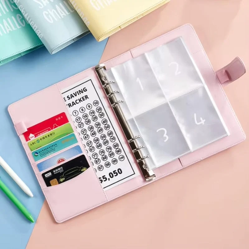 Budgetplanner met 100 Enveloppen Spaarsysteem PU Leder A5 Uitgaventracker Financiële Doelen Organisatie | Sansoti