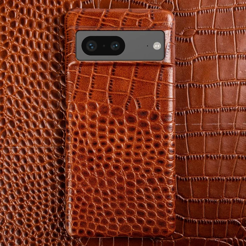 Lederen Telefoonhoesje Google Pixel Krokodillenprint Beschermhoes Dual Grain Leer Shockproof Stijlvolle Cover | Sansoti
