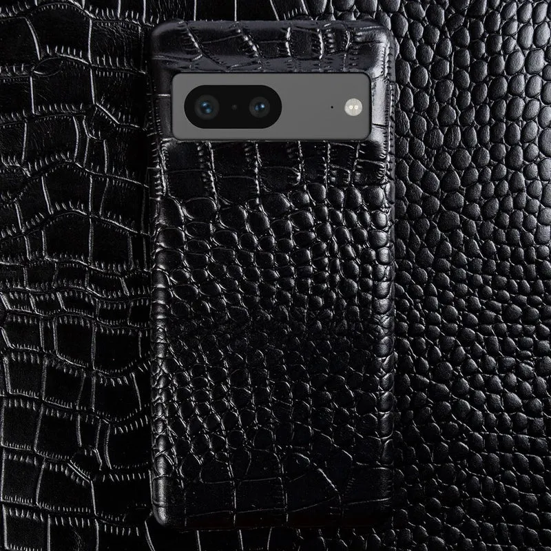 Lederen Telefoonhoesje Google Pixel Krokodillenprint Beschermhoes Dual Grain Leer Shockproof Stijlvolle Cover | Sansoti