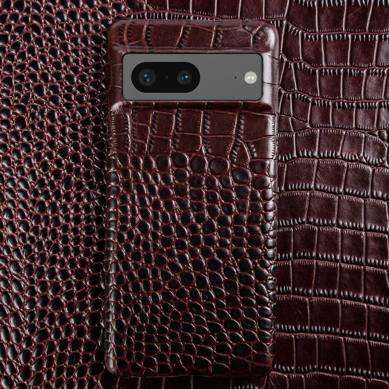 Lederen Telefoonhoesje Google Pixel Krokodillenprint Beschermhoes Dual Grain Leer Shockproof Stijlvolle Cover | Sansoti